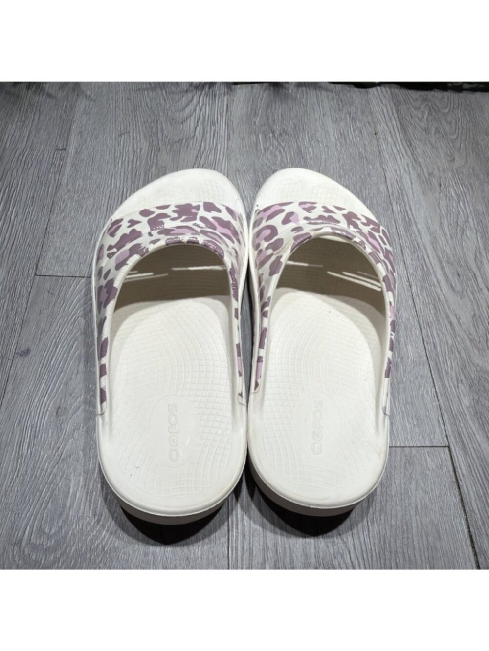 Oofos Ooah Rose Leopard Comfort Sport Recovery Pink Sandal Slide Sz 10 - Picture 5 of 11